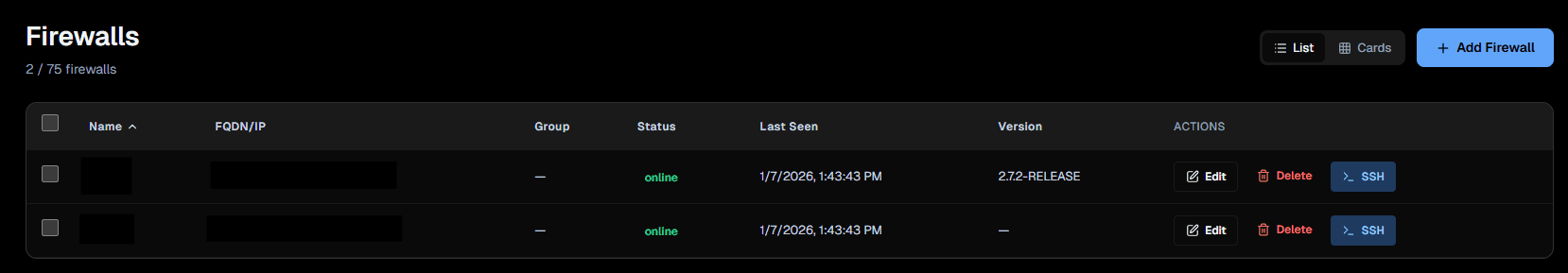 Firewalls screenshot