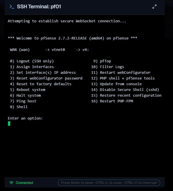 SSH Terminal screenshot